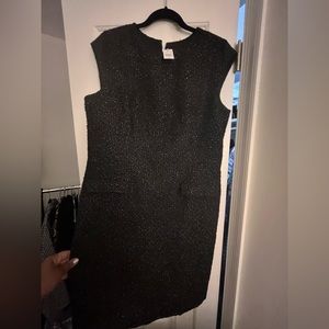 Ann Taylor cap sleeve dress. Black tweed with metalic flecks. Size 14.